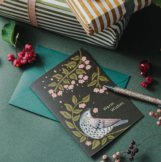 Singing Thrush & Wild Pear képeslap