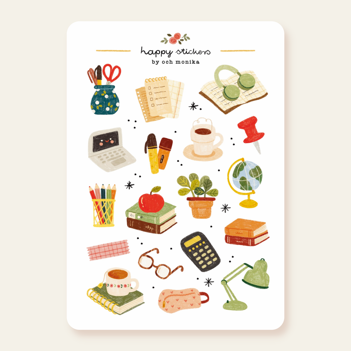 Study Desk - Sticker Sheet | School & Office Gift