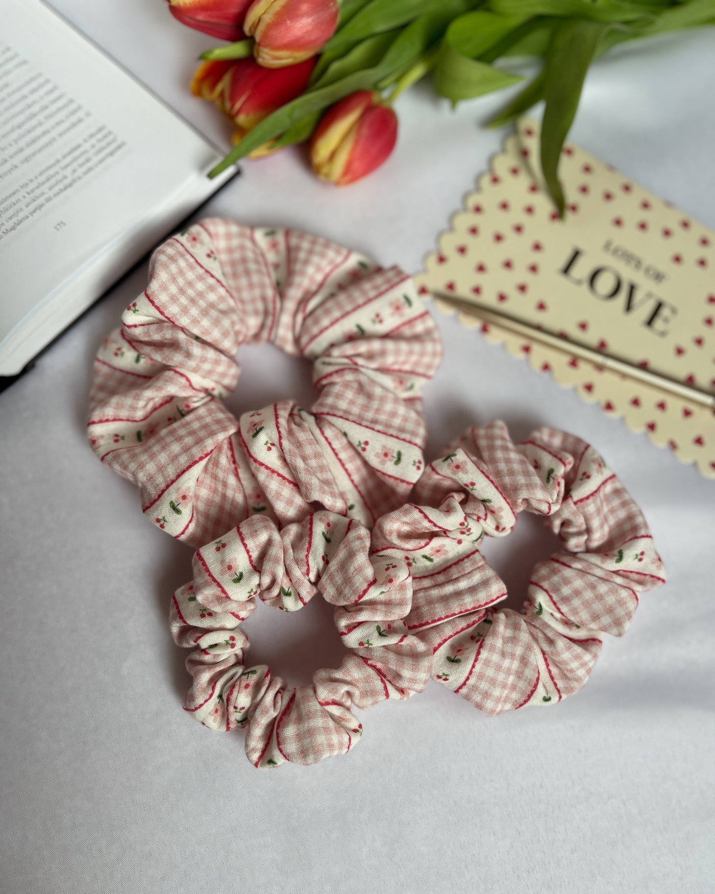 Pink Gingham scrunchie