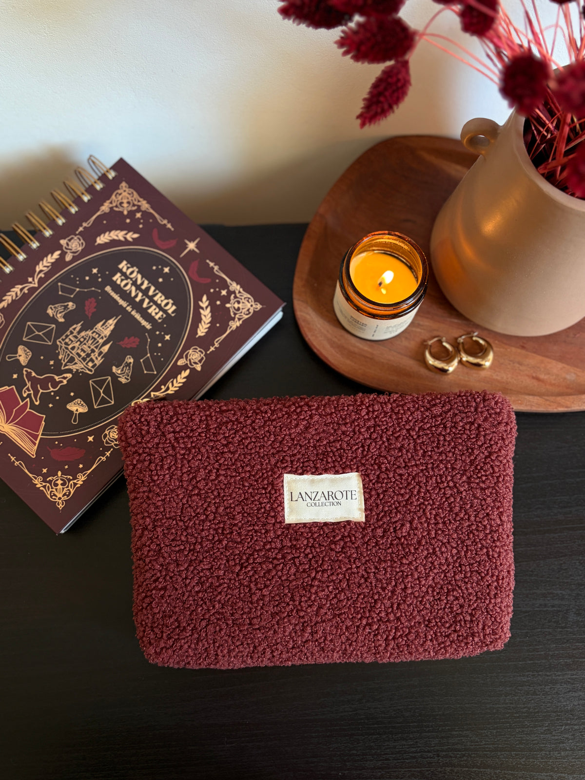Teddy Maroon Gingham neszeszer • L