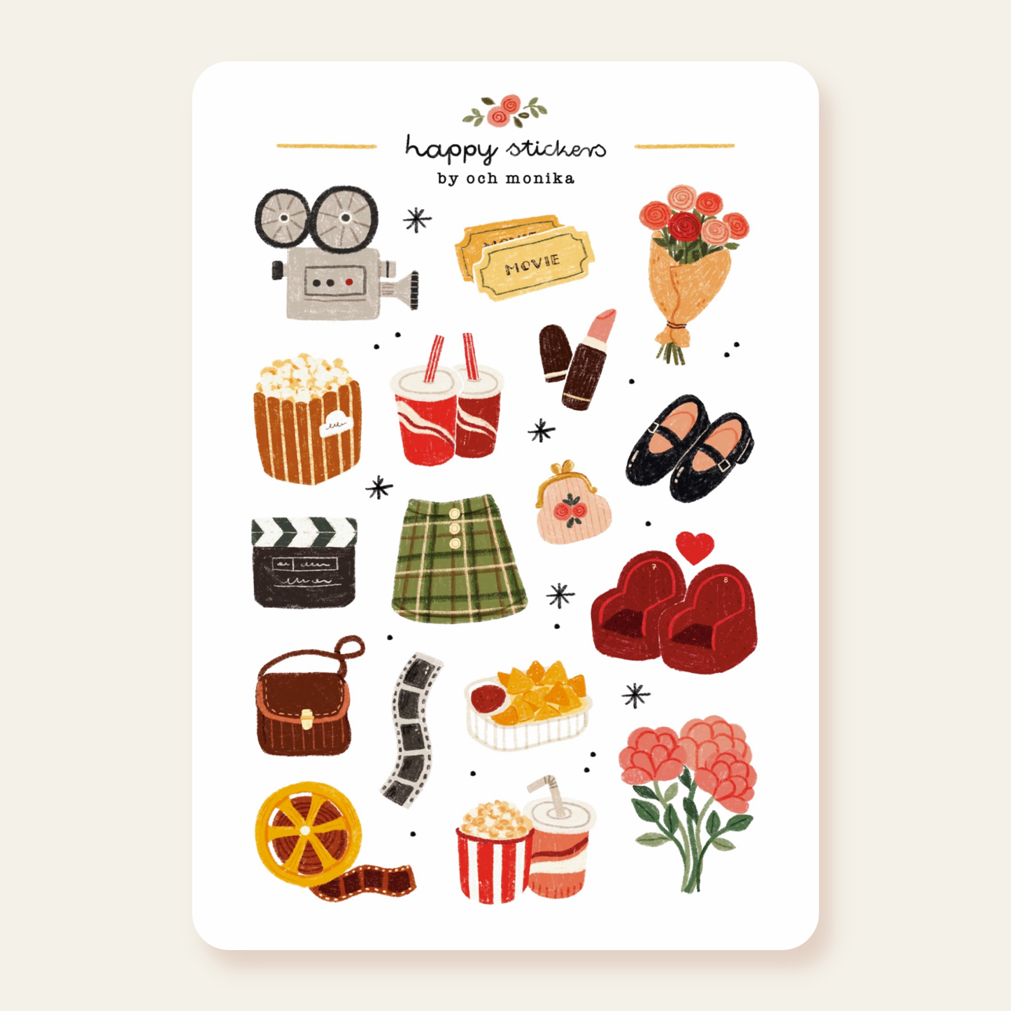 Movie Date - Sticker Sheet | Cinema Night Stationery